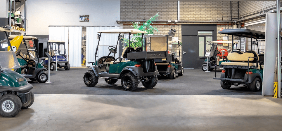 Showroom with multiple golfcarts